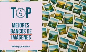 Imagen compuesta de decenas de fotos estilo polaroid hablando de los mejores bancos de imagenes para ecommerce