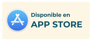 Logotipo de App Store sobre fondo beige, acompañado de texto "Disponible en APP STORE". Ideal para marketing de apps móviles y descarga digital.